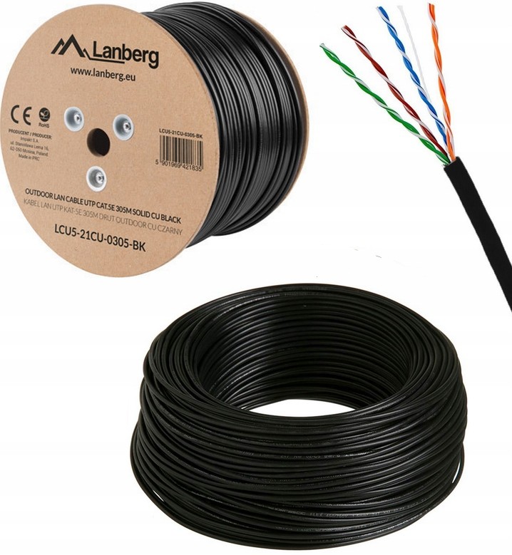 LANBERG Kabel zewnętrzny Utp Kat 5E 50 m Skrętka