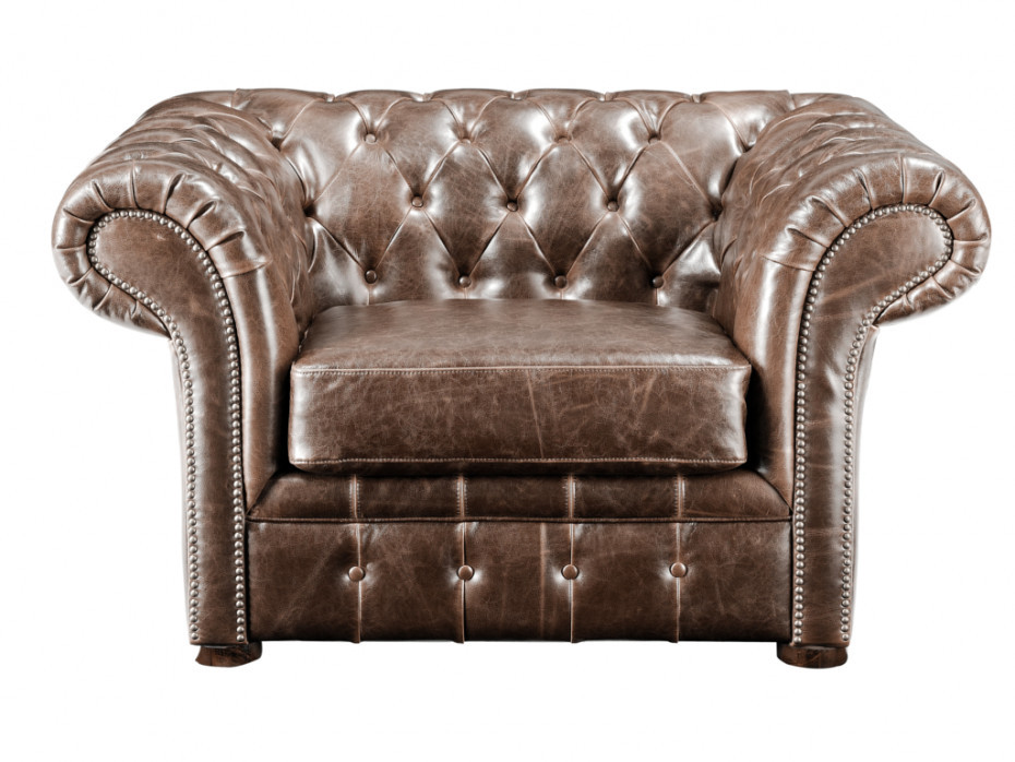 Vente-Unique Fotel typu chesterfield z postarzanej skóry CLOTAIRE