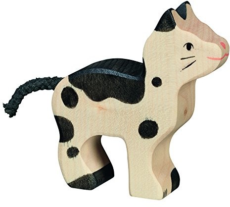 Holztiger 80540 - figurka do zabawy - kot, mała, czarna/biała 80540