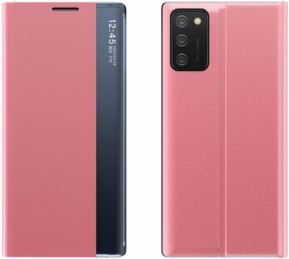 OEM clear View New Sleep Case pokrowiec etui z klapką z funkcją podstawki Samsung Galaxy A03s (166,5) różowy