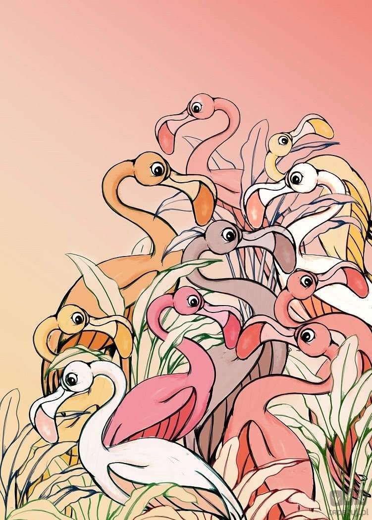 Komar Fototapeta Flamingos and Lillys DX4-012 DX4-012