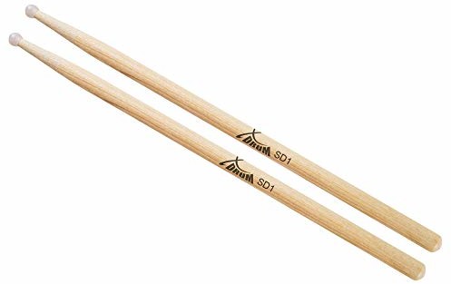XDrum SD1N Hickory pałeczki perkusyjne (1 para, pałeczki perkusyjne, pałeczki, drewno, długość: 41,5 cm, średnica główki: 1,2 cm, nylonowa końcówka) 00033081