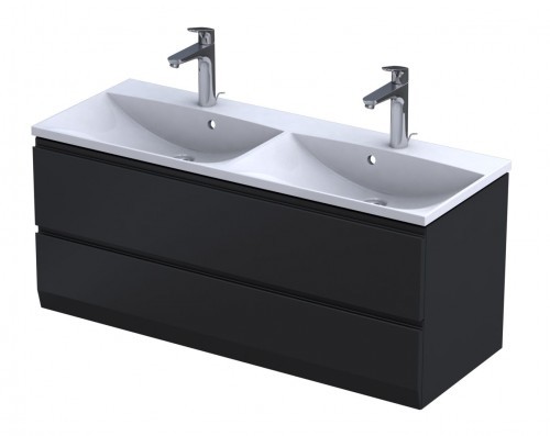 Oristo Szafka wisząca BRYLANT UNI 120 cm z umywalką podwójną AMELIA CZARNY MAT OR36-SD2S-120-8-V3 + UME-AM-120-92-D