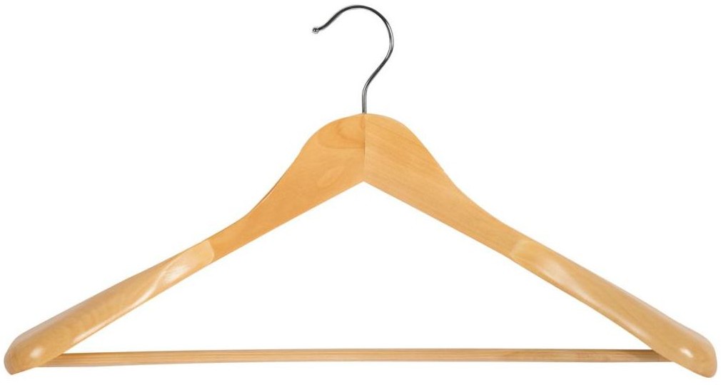 SPACEO Wieszak ubraniowy drewniany z poprzeczką Spaceo