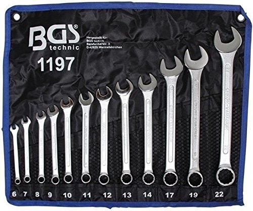BGS 1197 zestaw kluczy płasko-oczkowych, 6-22 mm, 12-częściowy, 1 sztuka