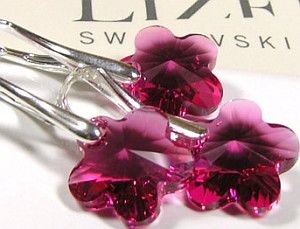 Arande Swarovski Komplet Srebro Kwiaty Fuchsia 2107590974