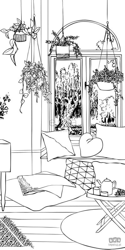 Esta Home Fototapeta na flizelinie rysunek wnętrze okno kwiaty 158814_opcje