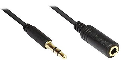 Good Connections przedłużacz MiniJack, wtyczka jack audio kabel przedłużający, 3-biegunowy, na gniazdo jack, 20 m Czarny 3,0 m czarny AS-35V3B3