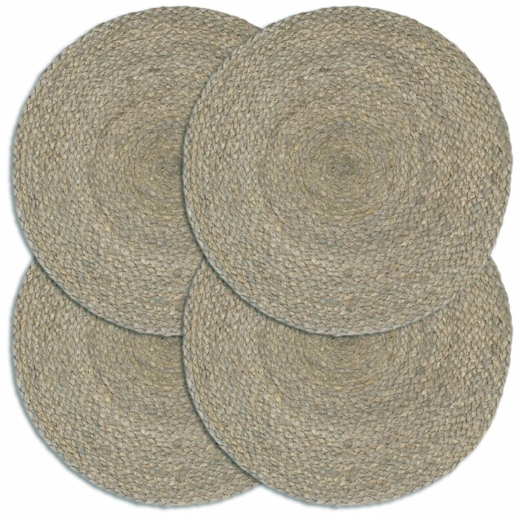 vidaXL Maty na stół, 4 szt., gładkie, szare, 38 cm, okrągłe, juta