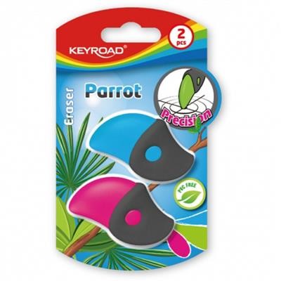 KEYROAD Gumka uniwersalna KEYROAD Parrot, 2szt., blister, mix kolorów KR971386