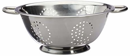 Relaxdays sitko kuchenne ze stali nierdzewnej, cedzak z uchwytami, okrągła nóżka, sitko do ociekania, sitko do sałatki, makaron, średnica 28 cm, kolor srebrny (10023448)