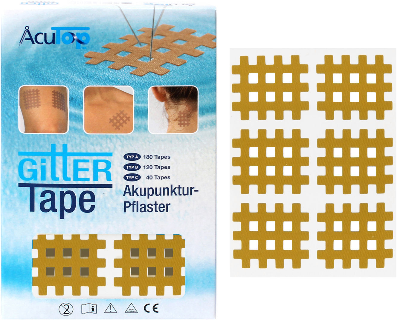 Acutop PrzeciwBÓLOWE plastry krzyżykowe na punkty spustowe Typ B - 120 tapes (Cross B ACT) 4260394881708