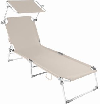 TecTake Aluminiowy leżak plażowy ogrodowy 4 pozycje beżowy 401428