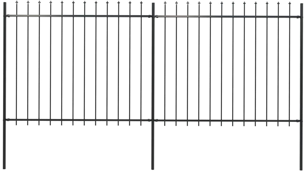 Vidaxl z prętów z grotami, stalowe, 3,4 x 1,5 m, czarne