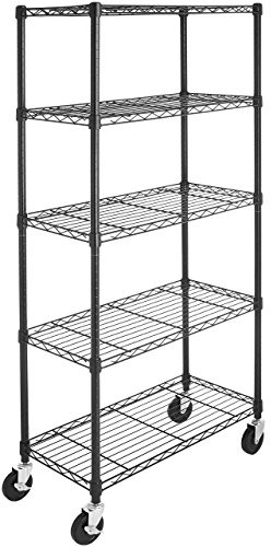 AmazonBasics - regał z rolkami i półkami WI143060BW