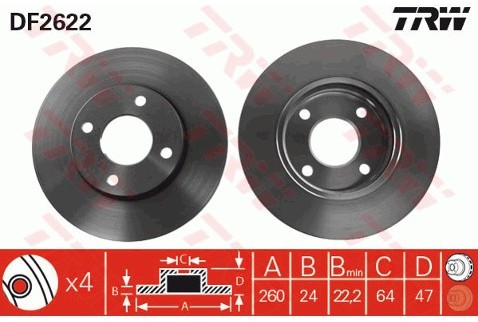 TRW Tarcza hamulcowa DF2622
