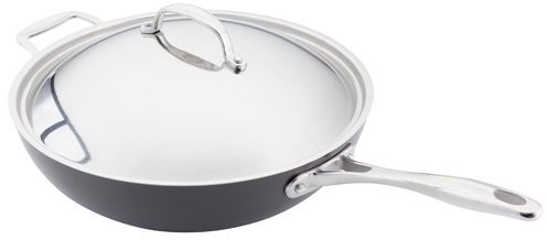 Stellar s678 patelnia typu wok z uchwytem i pokrywa, stal nierdzewna, Czarny, 30 cm S678