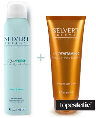 Selvert Thermal Selvert Thermal Vitalizing Body Scrub + Hydrafresh Spray & Ready ZESTAW Witalizujący piling do ciała w tubie 200 ml + Odświeżająco - nawadniająca pianka do ciała rozpyl i gotowe 200 ml