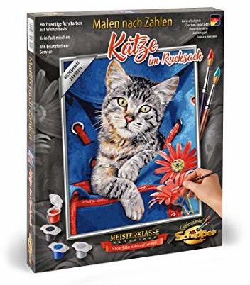 Schipper Schipper 609240842 cyfry  kot w obrazie plecaka malowanie dla dorosłych, w zestawie pędzel i farby akrylowe, 24 x 30 cm 609240842