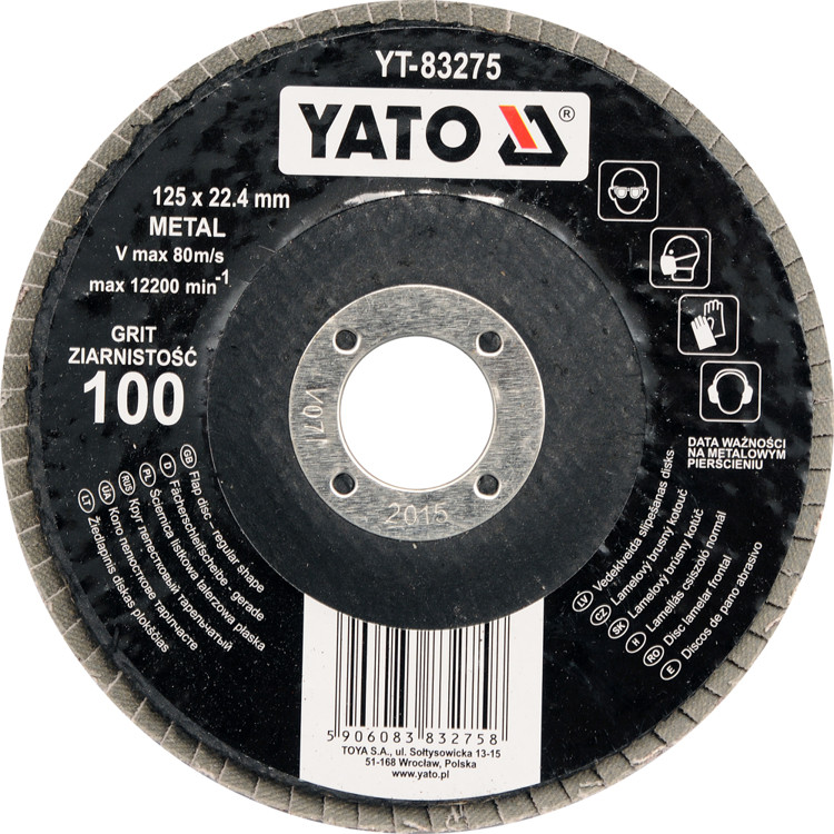 YATO Ściernica listkowa płaska 125mm p100 YT-83275
