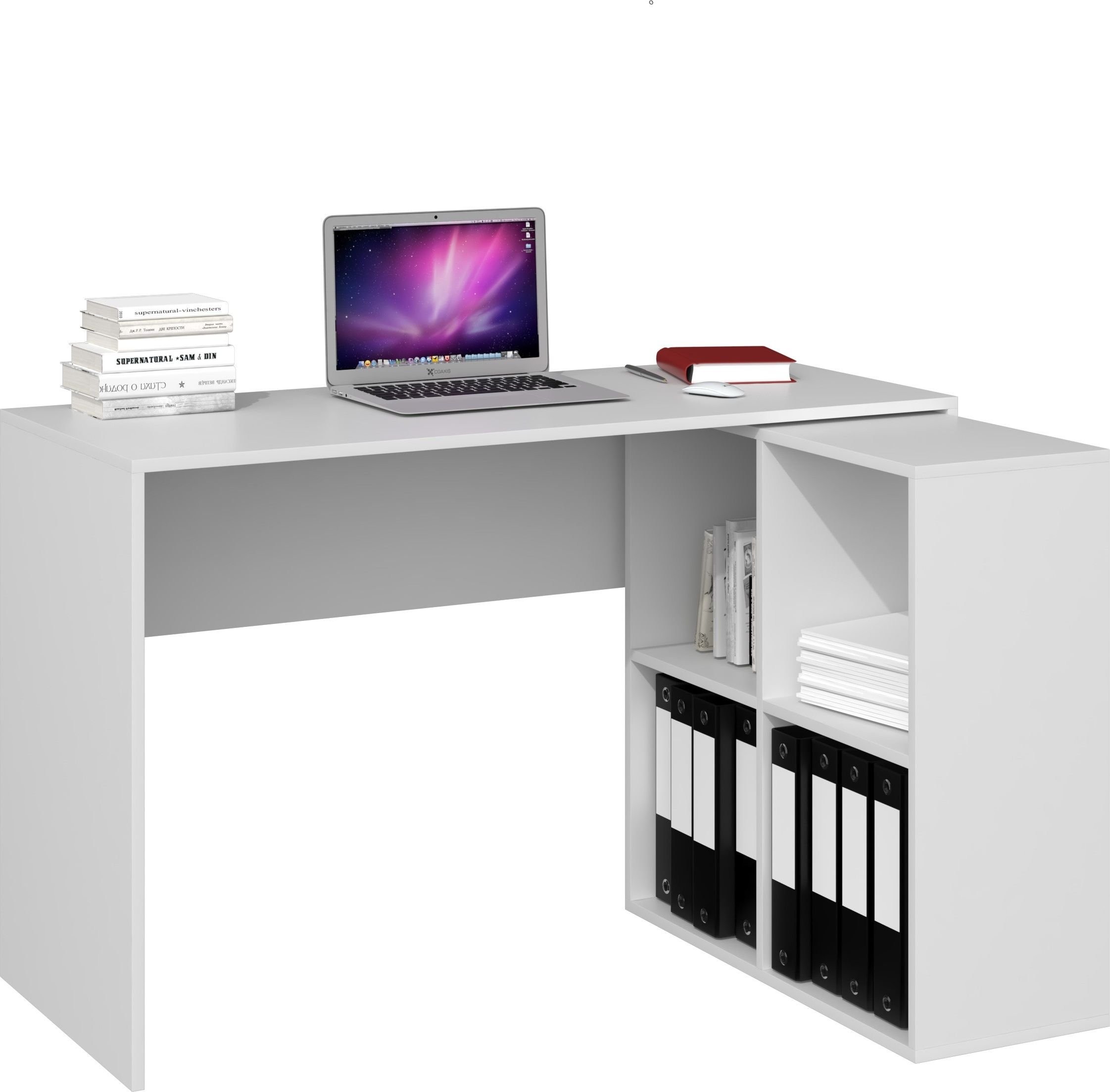 TopEshop Biurko  NAROŻNE BIURKO PLUS REGAŁ MALAX 2X2 BIEL MAT PLUS 2X2 BIEL KPL