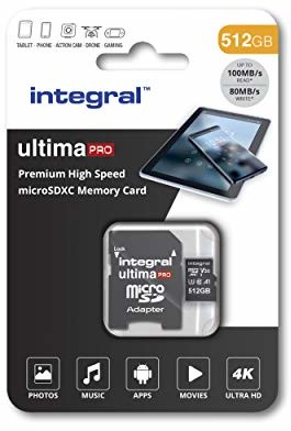 Integral Karta micro SD, 4 K, ultra-HD video, wysokiej jakości karta pamięci, Microsdxc 512 GB