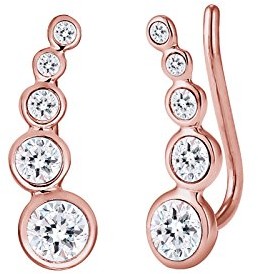 Elli damskie kolczyki na sztyfcie earcuff 925 szlif brylantowy kryształ, srebro, różowy (Rosegold) 0309990916