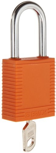 Brady Nylonowa kłódka bezpieczeństwa, 38,50 mm x 86,50 mm x 19,50 mm, pomarańczowa, 6 sztuk 51347