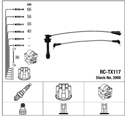 Zdjęcia - Pozostała elektryka samochodowa NGK Przewody wysokiego napięcia komplet  RC-TX117 