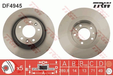 TRW Tarcza hamulcowa DF4945
