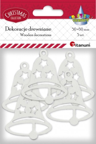 Titanum Dekoracje Drewniane Dzwonki 5szt Białe Craft-fun Series