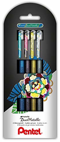 Pentel Gel Pen Hybrid Dual Glitter etui na 0,5 MM, 4 szt. posortowane K110 4 X z K110-4XZ