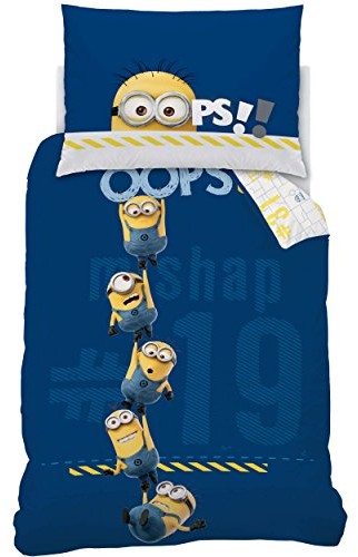 MINIONS Minions Oops Blue 042673 pościel bawełniana z motywami Minionków, rozmiar 140 x 200 cm oraz 70 x 90cm 042673