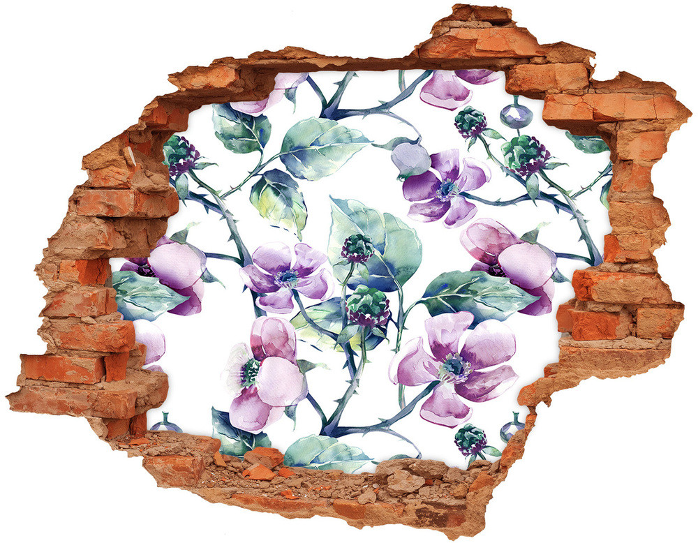Wallmuralia.pl Naklejka 3D dziura na ścianę Kwiaty jeżyny