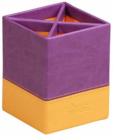 Rhodia 318910C pojemnik na długopisy (8 x 8 x 11 cm, praktyczny i wytrzymały, ze sztucznej skóry, elegancki, idealny do biura), 1 sztuka, fioletowy 318910C