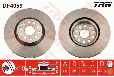 TRW Tarcza hamulcowa DF4059