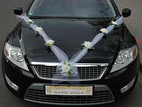 Autoschmuck Organza M samochód biżuteria dla pary ślubnej róża dekoracyjna dekoracja auta biżuteria na wesele samochód ślubny girlanda dekoracyjna do samochodów osobowych.