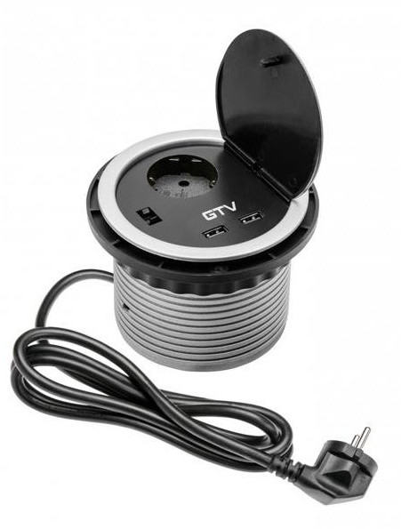 GTV Przedłużacz biurkowy wpuszczany CHARGER AE-BPW1S2UCH-80