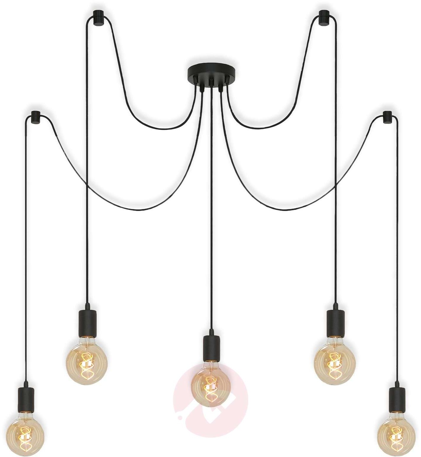 Briloner Lampa wisząca 4104-055 Black Steel, 5-punktowa
