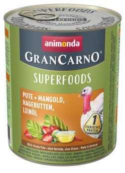 Animonda GranCarno Superfoods Indyk, Burak Liściowy, Dzika Róża, Olej Lniany 800 g