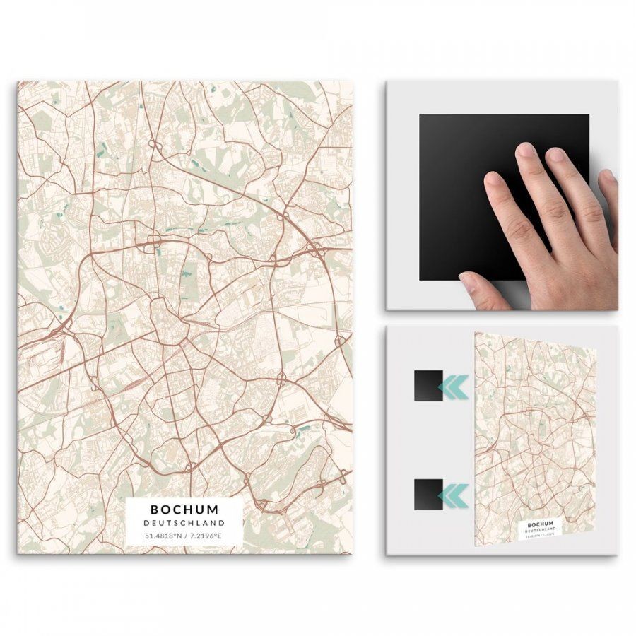 Pix4home Plakat metalowy Mapa Vintage Bochum L POS-L-03163