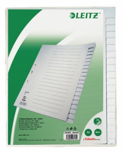 Leitz 12203085 Tab index, A4, papier, 20 arkuszy papieru, 5 sztuki, szary 4002432331338