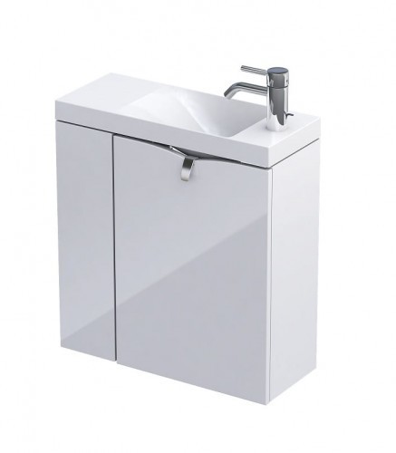 Oristo Szafka wisząca SIENA 55 cm z umywalką z formowanego marmuru LEWA BIAŁY POŁYSK OR45-ZD2D-55-1-L OR45-ZD2D-55-1-L