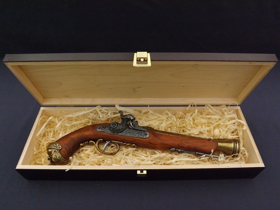 Denix SA REPLIKA WŁOSKI PISTOLET SKAŁKOWY W PUDEŁKU MODEL 1104L+P02 1104L+P02