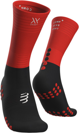Compressport Skarpetki kompresyjne do biegania MID COMPRESSION SOCKS czarno-czerwone