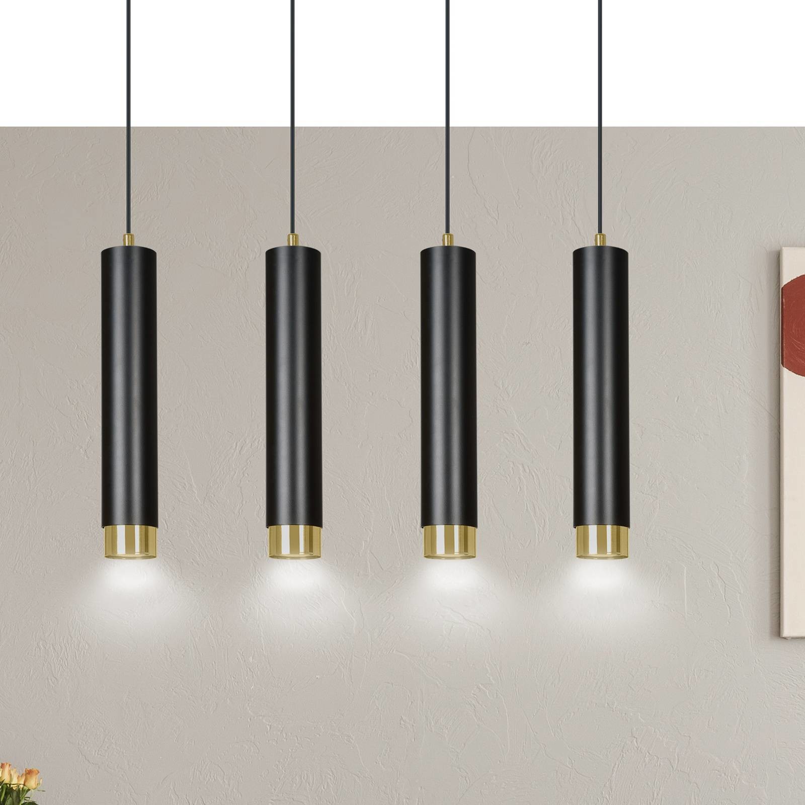 EULUNA Lampa wisząca Kumo czarna/złota 4-punktowa