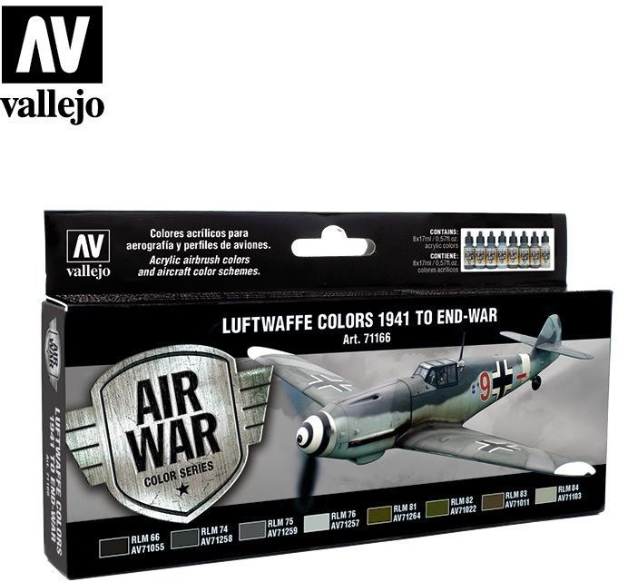 Vallejo Zestaw Air War 8 farb - Luftwaffe Colors 1941 To End-War Vallejo 71166