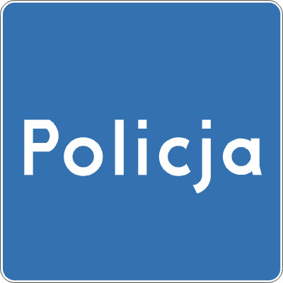 Znak drogowy informacyjny D-21A Policja