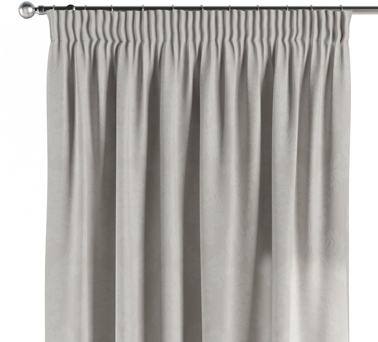 Dekoria Zasłona na taśmie marszczącej 1 szt. jasny popiel 1szt 130 × 260 cm Damasco 300-613-81