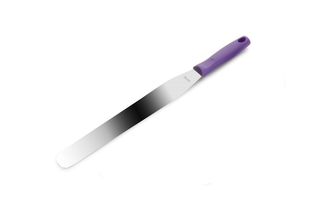 Ibili Łopatka kątowa do tortów 25 cm 737825 stal nierdzewna INOX 18 10 fioletowa